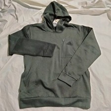 Men's Adidas Zippered Left Chest Pocket Logo Gray Fleece Warm Hoodie Sz M IY3369