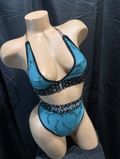 Teal And Black Two Piece Inspired High Waist Set