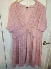 Shein Curve Plus Size 3XL Short Sleeve Lightweight Dress Blush Floral Print NWT