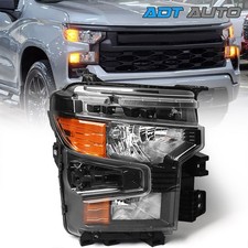 For Chevy Silverado 1500 2022-2026 Black Halogen Headlight Assembly Passenger