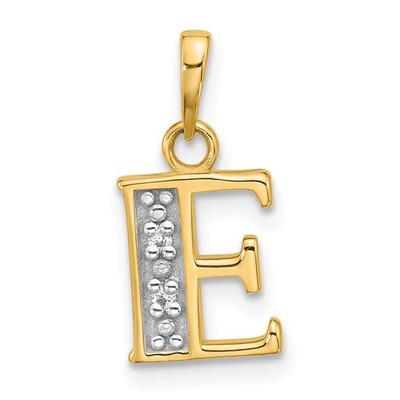 14K Bicolor Gold Diamant Buchstabe E Initiale Anhänger 1,19g für Mama