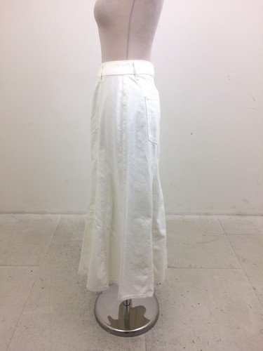 M&S Women's Skirt Size 16 Short Ecru Denim Pockets Godet Maxi Used F1 - Picture 3 of 12