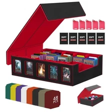 Trading Card Storage Box, 3900+ MTG Deck Box with Display Window, 5-Row Porta...