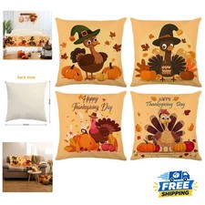 Set of 4 Pumpkin Pattern Fall Pillow Covers 18x18 for Elegant Thanksgiving Decor