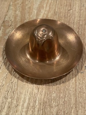 Vintage Copper Cowboy Hat Ashtray Comanche Texas 3  Western Rustic Ranch Home