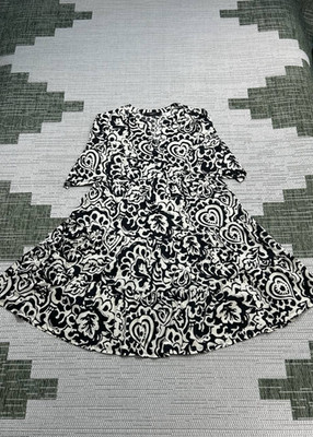 Max Mara Dress Womens Small White Black Floral Blouson