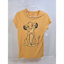 Disney Lion King Kids Hooded T-Shirt Simba Graphic Tee M 7-9 NWT Yellow