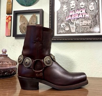  Brand New Frye 8R Biker Boots w/ Custom Concho Harnesses 