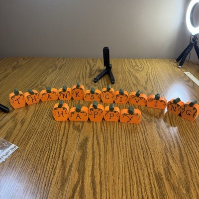 Happy Thanksgiving Reverses To Happy Halloween Pumpkin Wooden Blocks