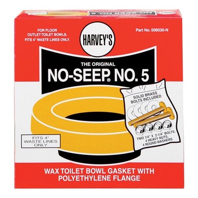 Harveys 006030-N #5 Wax Gasket 4 in. with Polyethylene Flange and Bolts
