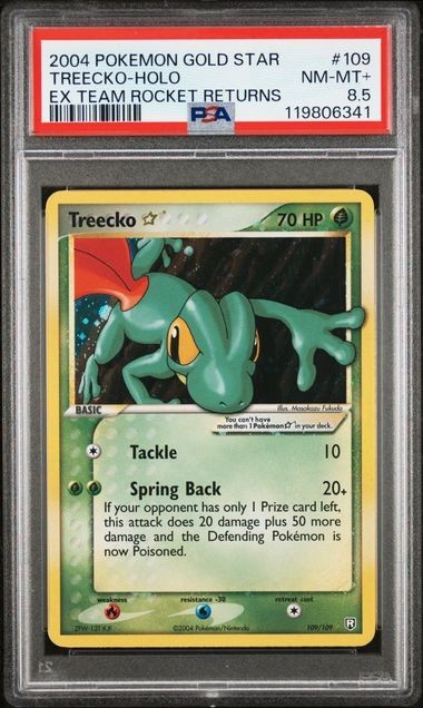 2004 Pokemon Gold Star Treecko Team Rocket Returns Holo #109 - PSA 8.5 - 11 CERT
