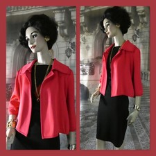 St. John Suit Fine Knits Size 8 Red Jacket w Black St. John Caviar Skirt
