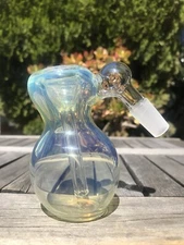 14mm Glass Ash Catcher Silver Fumed 45 Degree