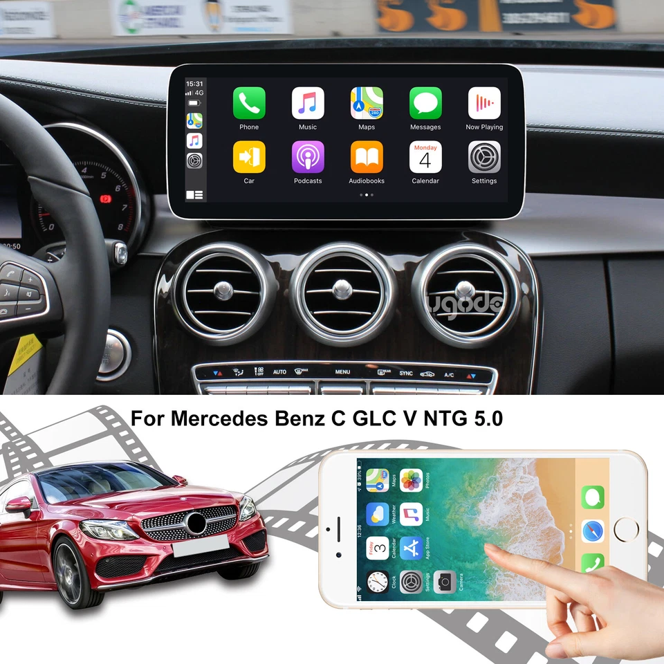 Android Autoradio Apple CarPlay GPS 10.25" Screen For Mercedes C GLC W205 C43 - Photo 2/4