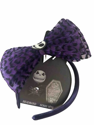 Disney Nightmare Before Christmas Headband 30th Tim Burton's Purple Bow Skull