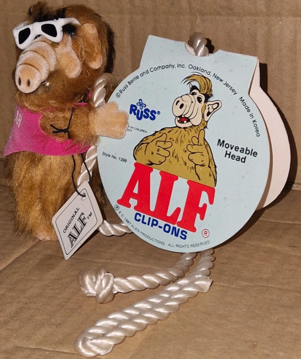 Vintage 80's original ALF Russ Plush Clip-On Figure w/Store hanger