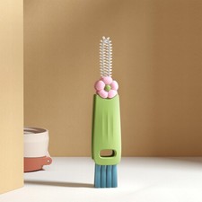 Cup Lid Cleaning Brush Multifunctional Crevice Gap Cleaner Brush 3 in 1 Green