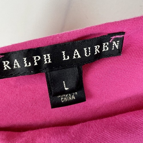 Ralph Lauren Black Label Women’s L One Shoulder Dress Pink Ruffle Cotton EUC - Picture 4 of 10