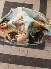 Cats Kittens Hand Made designer Cotton Face Mask Pleated washable, reusable