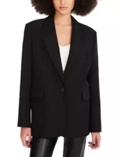 Steve Madden Womens Blazer Black Oversized Shoulder Pads Pocket Long Sleeves XL