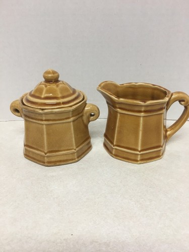 Vintage Brown Stone Craft by Royal Sealy Stoneware Sugar and Creamer Set