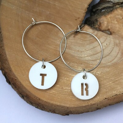 Weinglas Charms Initiale Monogramm Buchstabe Cocktail Martini Geschenk Unikat