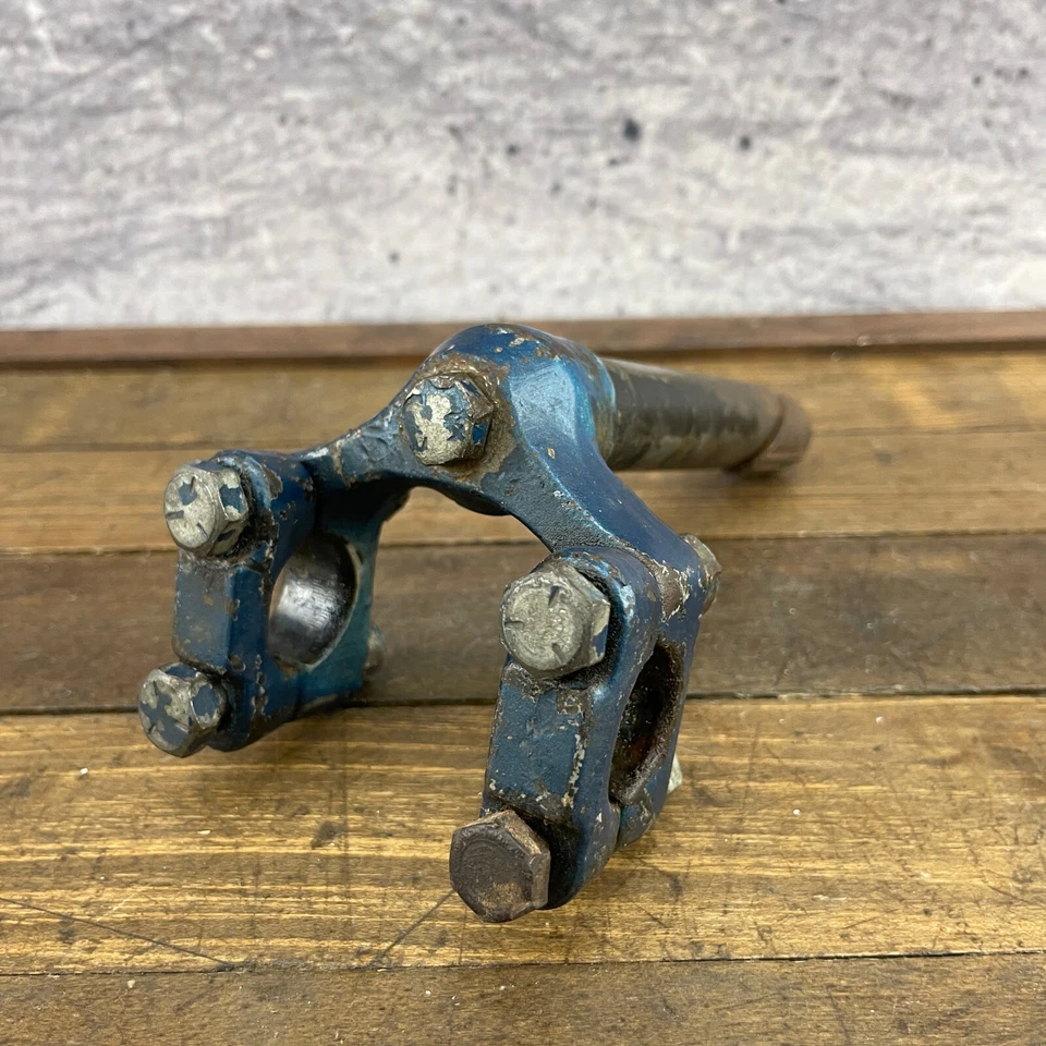 Double Clamp BMX Stem Neck Blue Fits Old School BMX 21.1 Quill 70s 80s Steel - Image 2 of 4