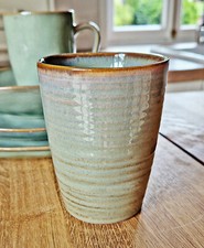 ❀ Essteller Dessert Teller Suppenschale Becher Türkis Grün Steingut Keramik