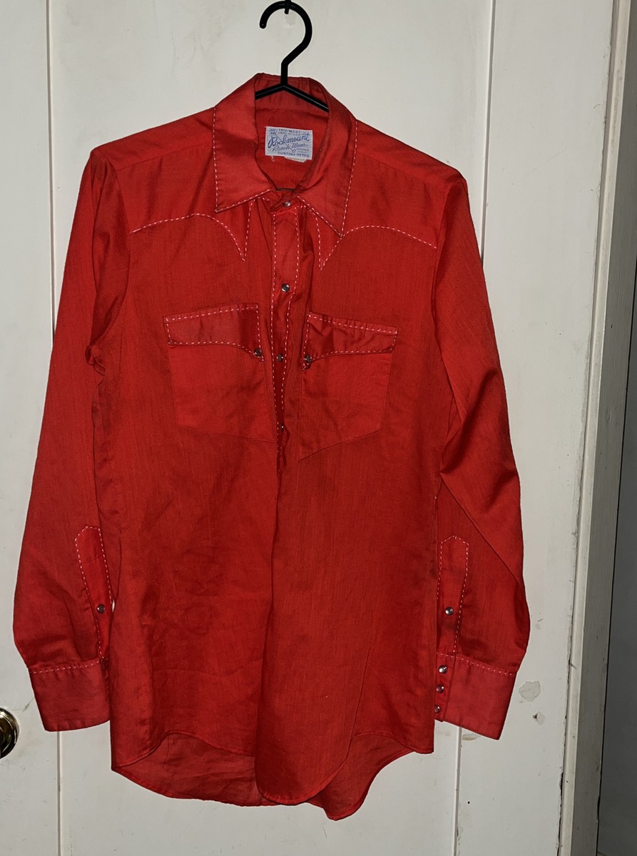 Rockmount Ranch Wear Western Shirt Men's S/M Red 60s Snap Vintage