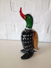 Possibly Vtg Likely Italian Murano Art Glass Multi-Color Duck Statue Figurine