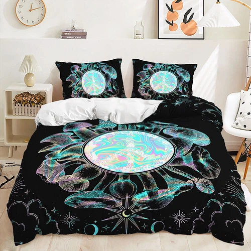 Mushroom Hedgehog Butterfly Blue Purple Pink Doona Duvet Quilt Cover Bed Set - Bild 7 von 32