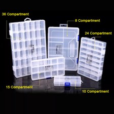 Transparent 10/15/14 Compartment Plastic Organizer Storage Box Removable Divider