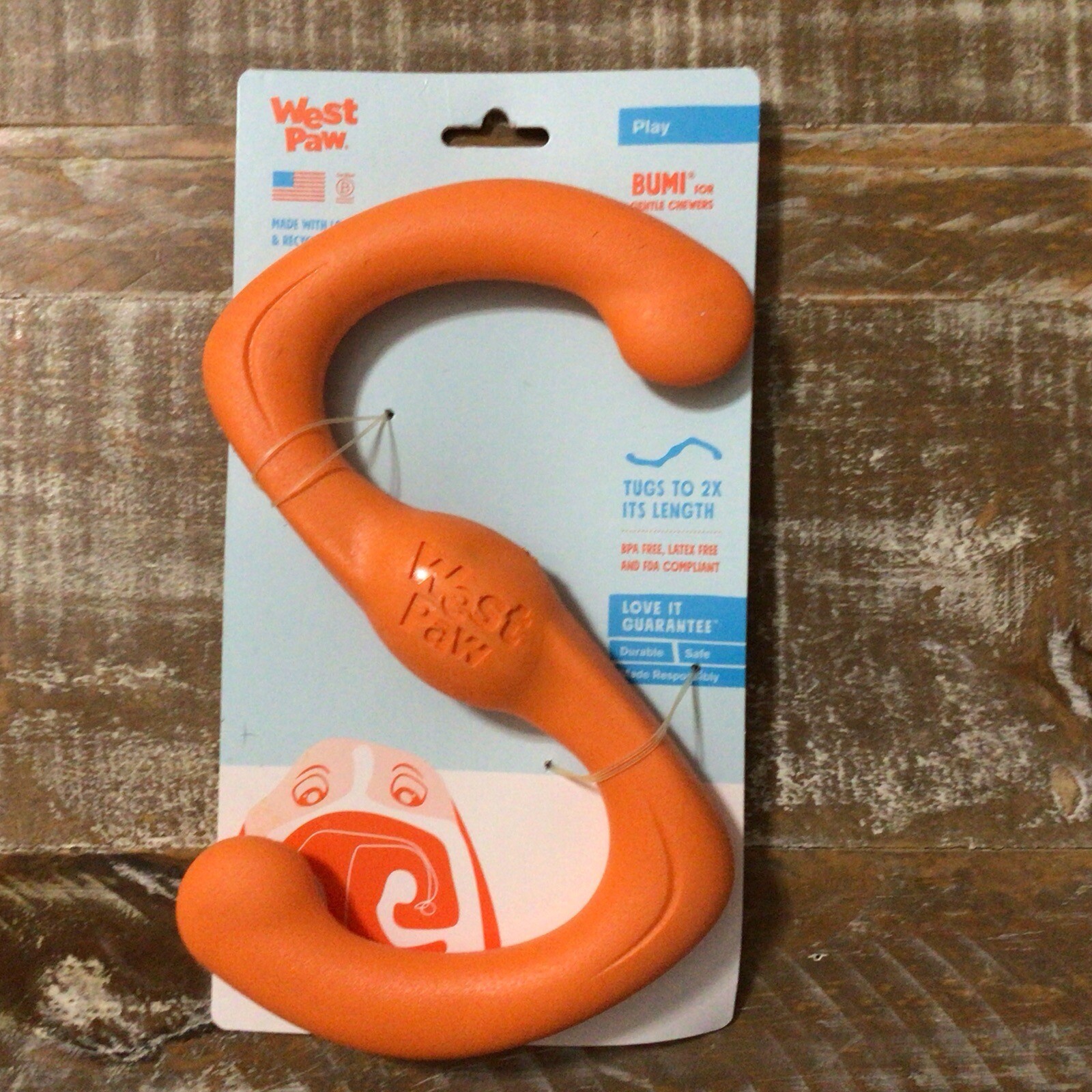 West Paw ZG050TNG Plastic Tangerine Dishwasher Safe Bumi Tug