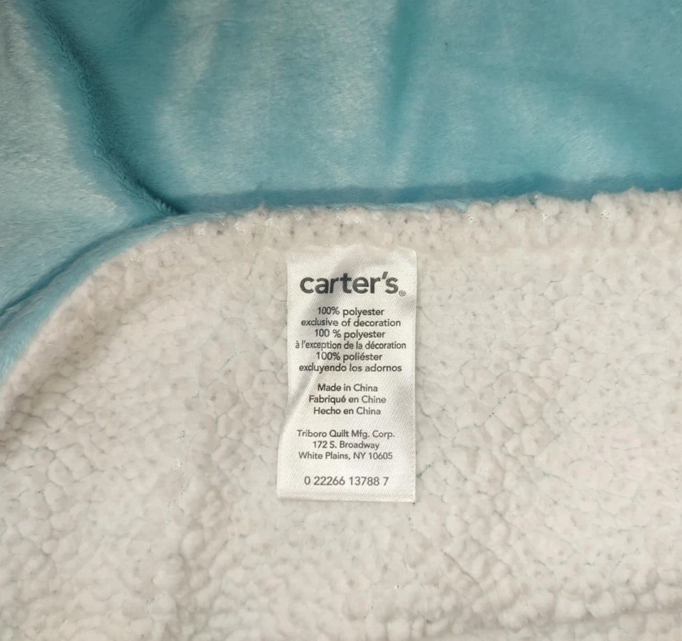 Carter's Blue Puppy Dog Blanket White Sherpa Gray Orange Bandana Aqua Baby Boy - Image 3 of 3