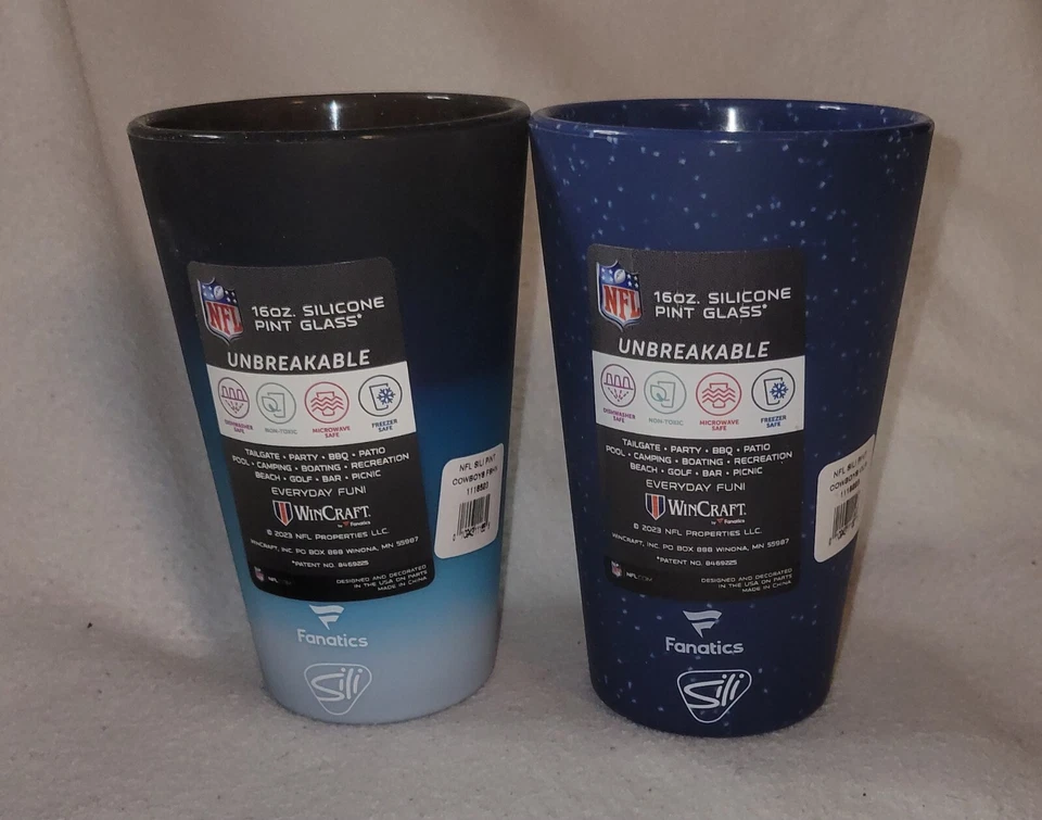 2 件达拉斯牛仔不可破坏杯 16 盎司硅胶品脱玻璃全新无盒 — 第 2/4 张图片