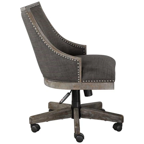 Uttermost Aidrian Metal and Wood Swivel Desk Chair in Nickel and Gray - Picture 4 of 10