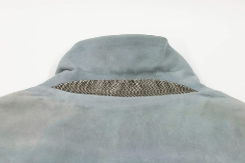 NWD$5995 Brunello Cucinelli Leather Suede Jacket W/Monili Collar Beading 42 A186 - Picture 4 of 16