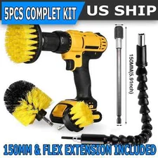 5PC Drill Brush Attachment Set-Car Interior Detailing Kit Power Scrubber Brush