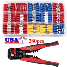 280PCS Insulated Electrical Wire Splice Terminal Spade/Crimp/Ring Connector Kit