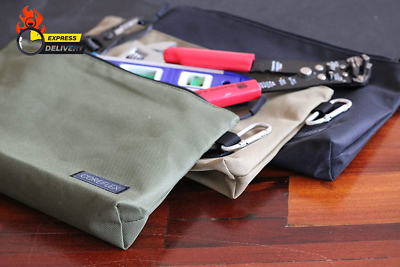 COIDEA 3-Pack Tool Pouch Zipper Bags – 12 Inch Heavy Duty Storage Organizer Set, Navy Green