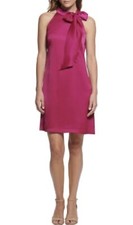 Vince Camuto Womens Petites Satin Mini Shift Dress Fuschia, 6P, $138