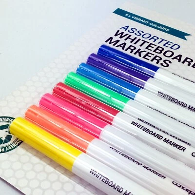 White Board Markers Pens 8 Colors Dry Wipe Eraser Easy Magnetic Notice Board Pen