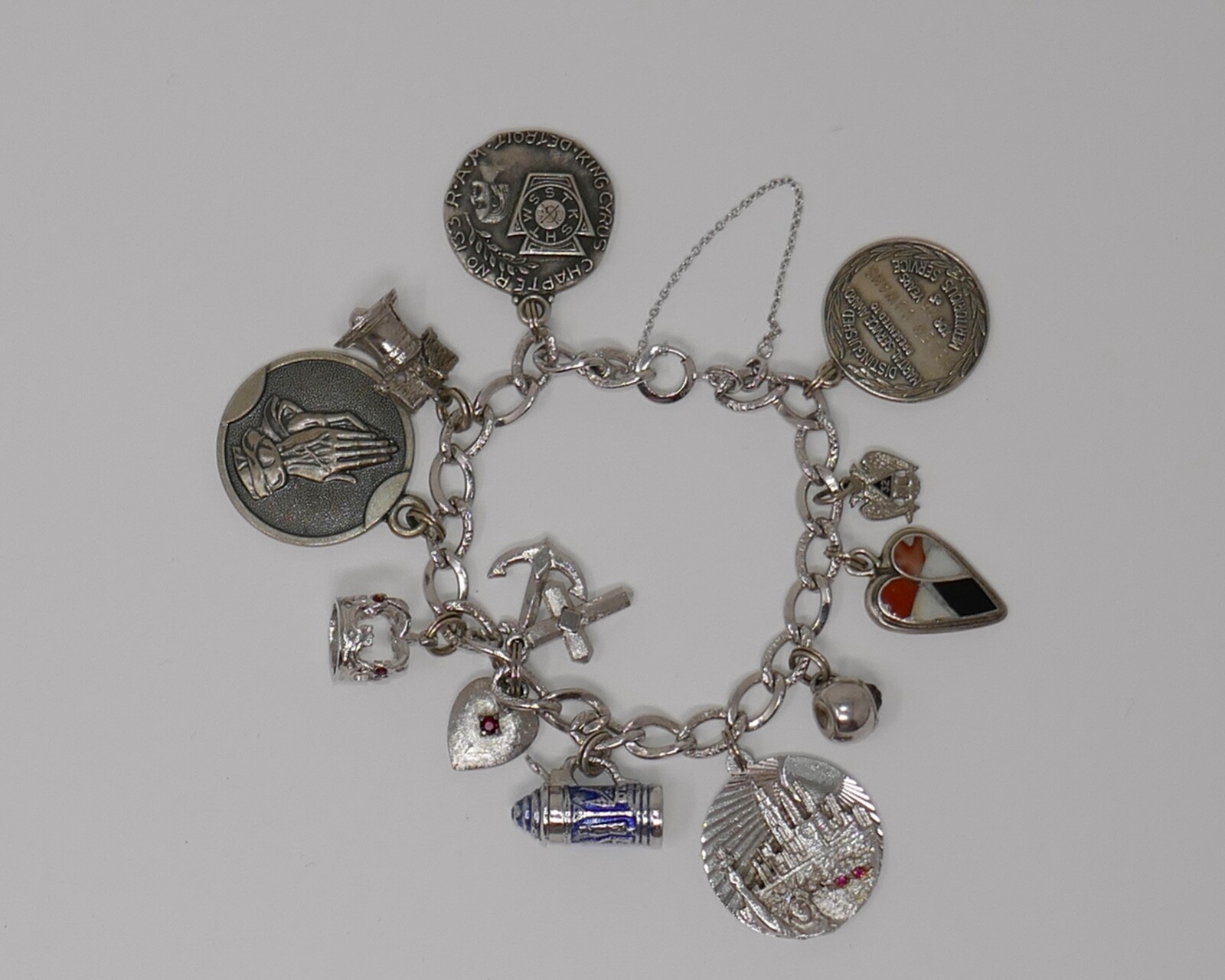 Sterling Silver Multi Theme 12 Charm Bracelet - image 7