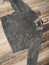 VTG Carhartt J97 MOS Blanket Lined Detroit Jacket Moss Green Men 2XL Distressed