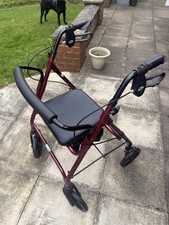 DAYS 100 SERIES RUBY RED LIGHTWEIGHT FOUR WHEELED ROLLATOR WALKER WITH SEAT