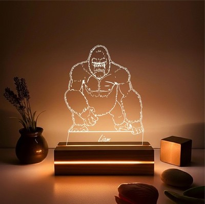 King Kong LED Night Light Personalized Name Engraved Gorilla Movie Fan Gift Lamp