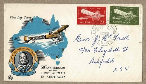 Australia 1964 WCS Guillaux Flight Anniv  FDC Cover