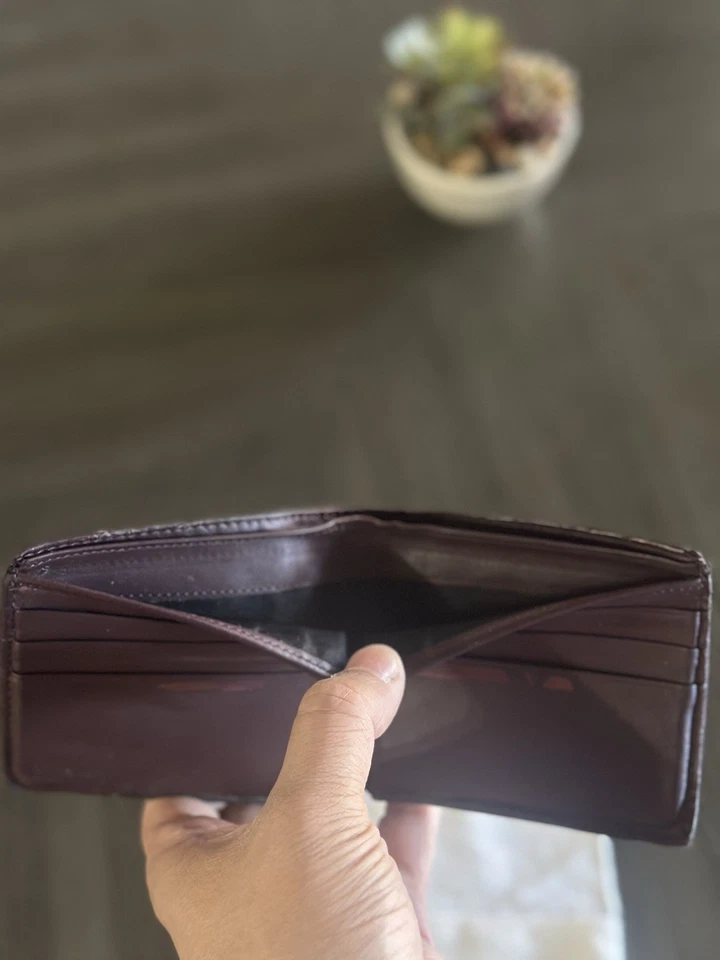 Versace Greca Embossed Leather Bifold Burgundy Wallet - Image 4 of 4