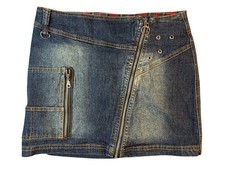 Vintage 2000s Grunge Y2K Denim Mini Skirt Size 5/6 109 by CYE Punk