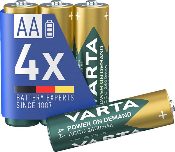 Varta Batterien Aa, Wiederaufladbar, 4 StüCk, Power On Demand Recharge Accu, Akk-image